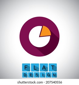 flat design icon of pie chart or graph - vector graphic. This graphic icon can also represents business report, financial growth, percentage