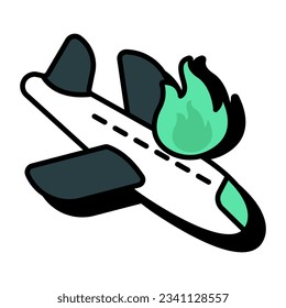 Ein flaches Design-Symbol für Flugzeugabsturz
