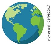 Flat Design Icon of Planet Earth with Continents globe