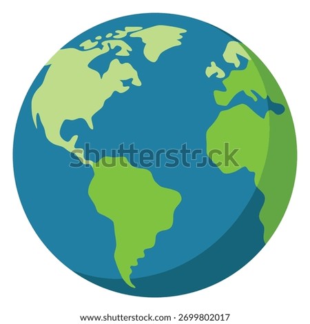 Flat Design Icon of Planet Earth with Continents globe