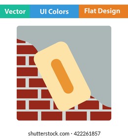 Flat design icon of plastered brick wall  in ui colors. Vector illustration. 
