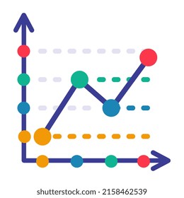 Flat design icon of polyline chart