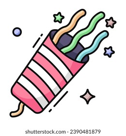 A flat design icon of popper