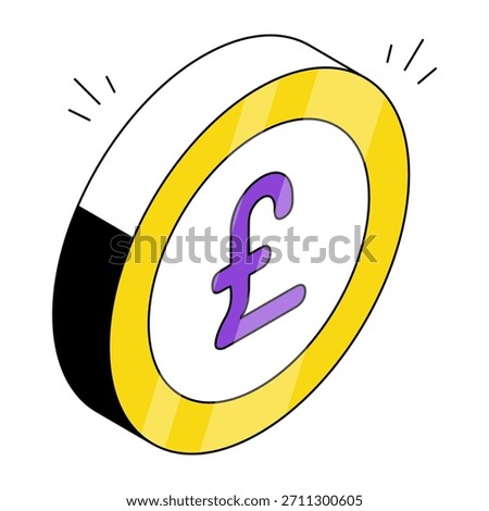 A flat design icon of pound coin
