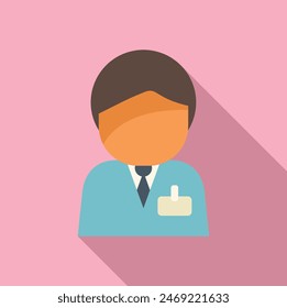 Flat design icon of a professional in a suit with a protective face mask