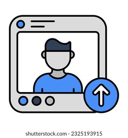 A flat design icon of profile upload 