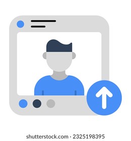 A flat design icon of profile upload 