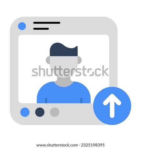 A flat design icon of profile upload 