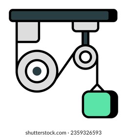 A flat design icon of pulley 