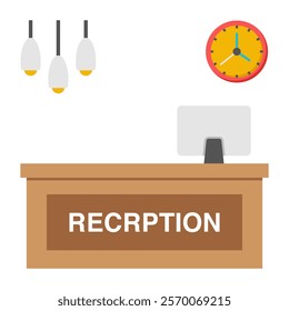 A flat design icon of reception desk