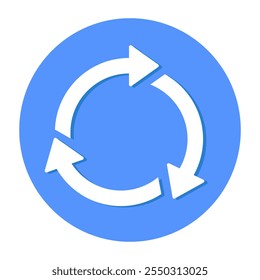 A flat design icon of recycling arrows