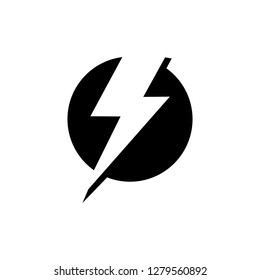 Flat design icon related to electric or thunder, Glyph style, solid black
