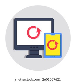 A flat design icon of responsive design