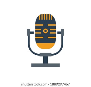 Flat design icon of retro microphone vector illustration