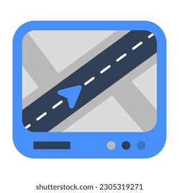 Icono de diseño plano de la ubicación de la carretera 