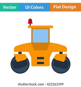 Flat design icon of road roller in ui colors. Vector illustration.