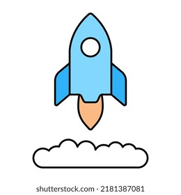 Icono de diseño plano del cohete