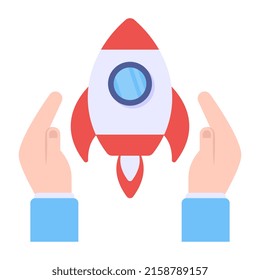 Icono de diseño plano para el cuidado de cohetes