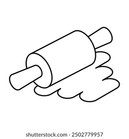A flat design icon of rolling pin