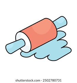 A flat design icon of rolling pin