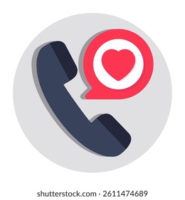 A flat design icon of romantic call