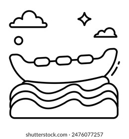 A flat design icon of rowing boat