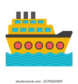 A flat design icon of rowing boat, ship vector