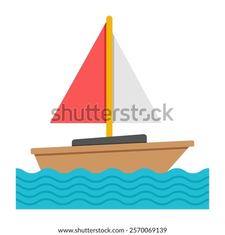 A flat design icon of rowing boat, ship vector