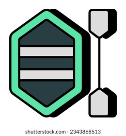 A flat design icon of rubber boat 