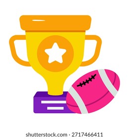 Icono de diseño plano de trofeo de rugby 