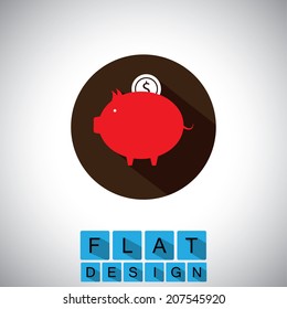 flat design icon of saving money or cash - vector graphic. This graphic can also represent financial investment, growth of income or profit, saving habit, secure or safe deposit, money protection, etc