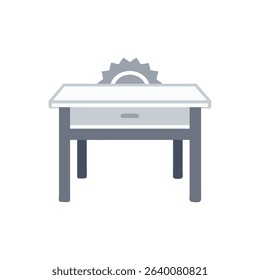 Flat design icon of saw table on White backdrop