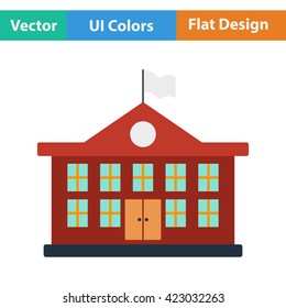 Flat design icon of School building in ui colors. Vector illustration.