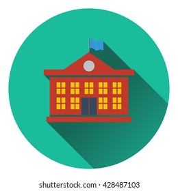 Flat design icon of School building in ui colors. Flat design. Vector illustration.