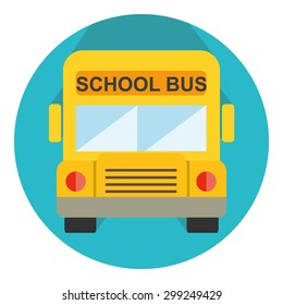 Flat design icon with school bus