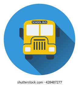 Flat design icon of School bus in ui colors. Flat design. Vector illustration.
