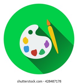 Flat design icon of School palette in ui colors. Flat design. Vector illustration.