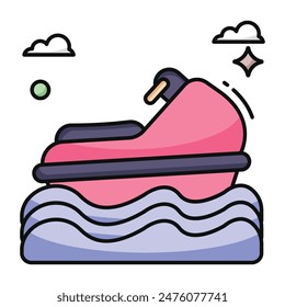 A flat design icon of scooter boat