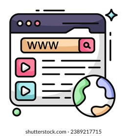 A flat design icon of search box, www vector 