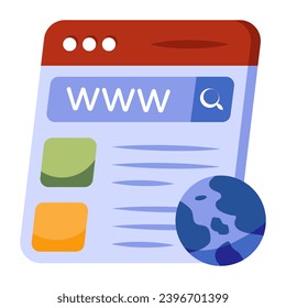 A flat design icon of search box, www vector 

