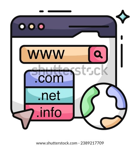 A flat design icon of search box, www vector 