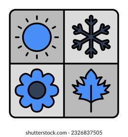Un icono de diseño plano de las estaciones 