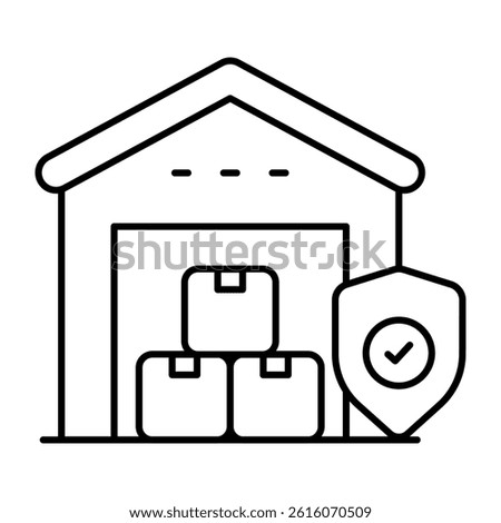 Flat design icon of secure warehouse