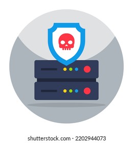 Flat Design Icon Of Server Hacking 