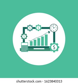 Flat design icon set of analytics elements