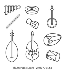 flat design icon set bundle of musical instruments