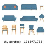 Flat design icon set of chair sofa and furniture. Modern furniture in flat gradient style. Vector Illustration 