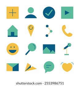 Flat Design Icon Set of Communication Message Information Digital Network Business