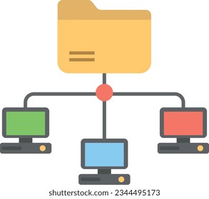 Icono de diseño plano para la carpeta compartida entre dispositivos en un fondo blanco