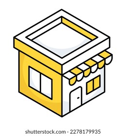 A flat design icon of shop architecture